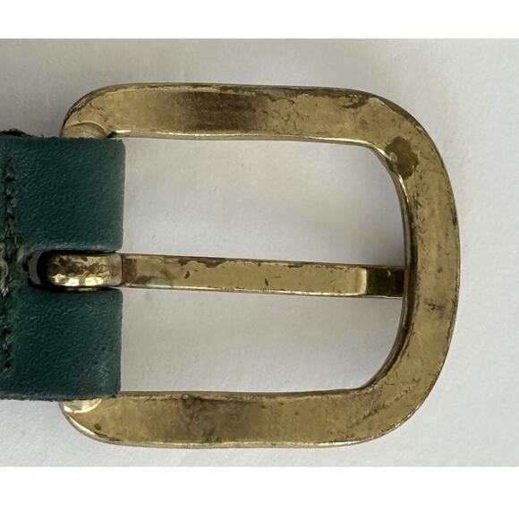 Vintage Argentina Capezio M/L Green Braided /Woven Leather Belt Gold Tone Buckle - Picture 5 of 9